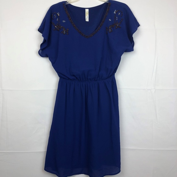 ♧Tini Lili Blue Beaded Dress in size Small Petite - Picture 1 of 5